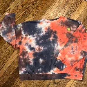 LUSH tie dye embroidered smiley face sweatshirt